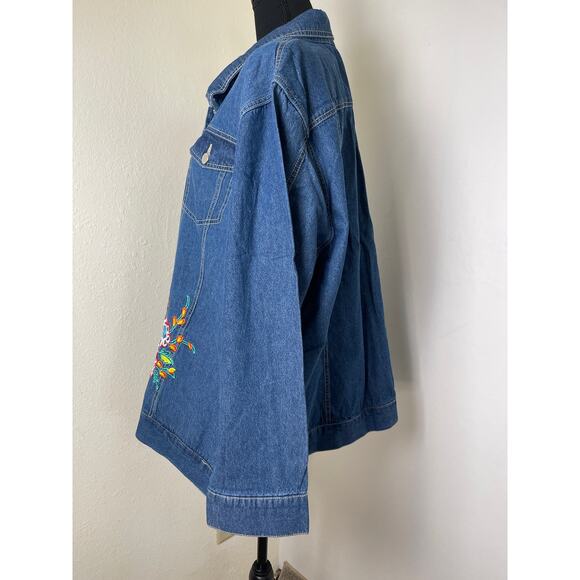 VTG Tudor Court Women's Denim Embroidered Floral Lagenlook Western Jacket 3X - Picture 3 of 12